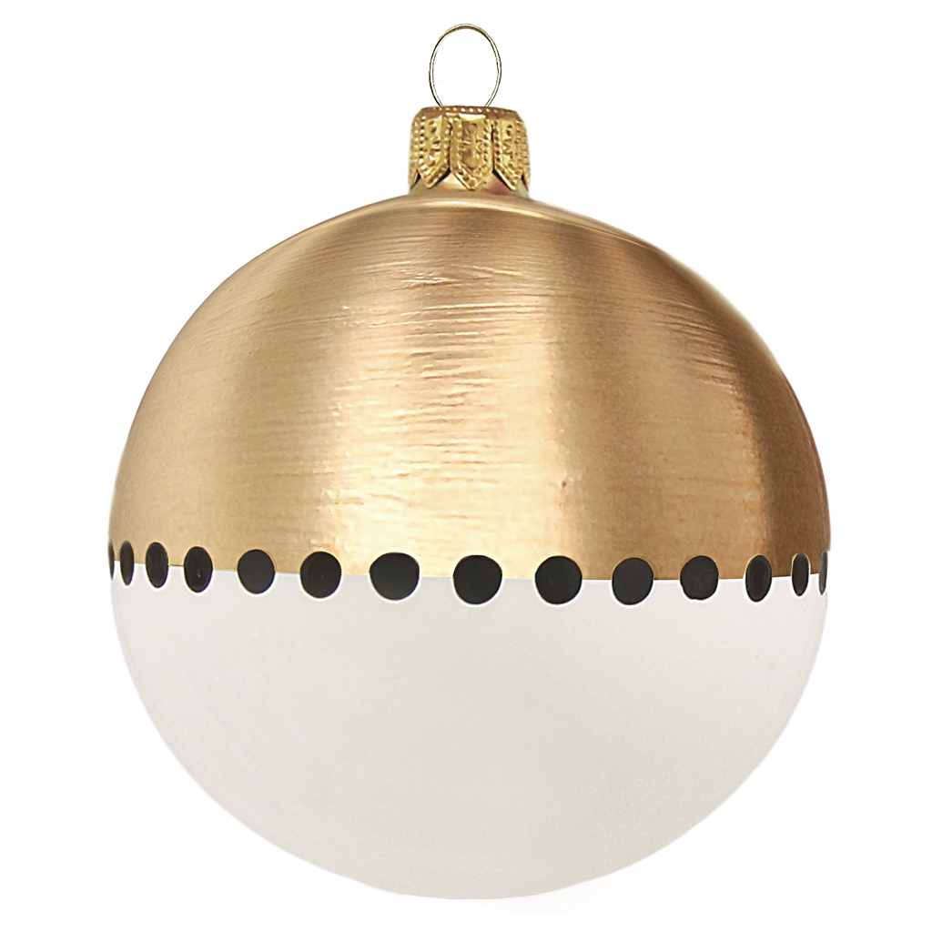 White Christmas bauble with gold matt decor