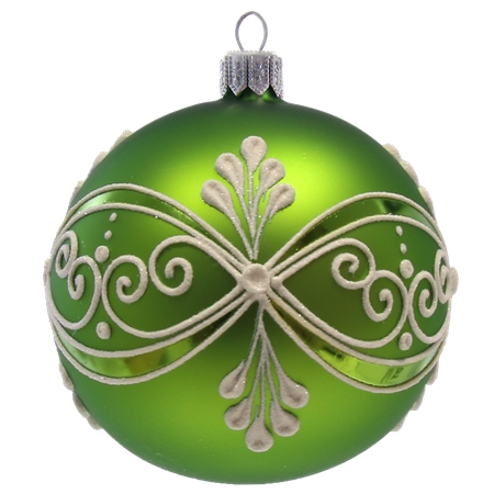Green bauble with white ornaments