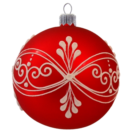 Glass red bauble with white décor