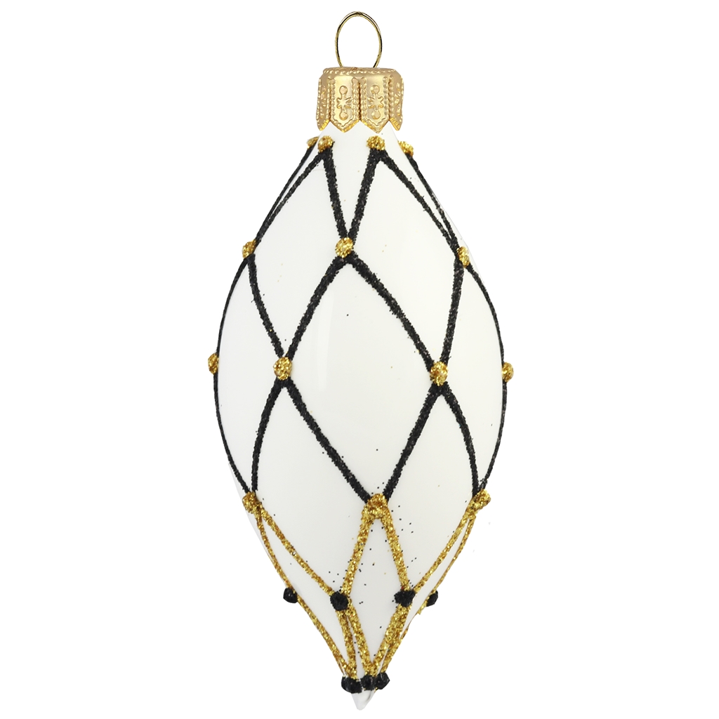 White Christmas olive with black net decor