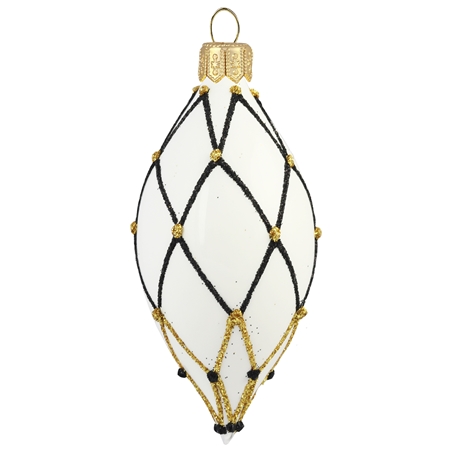 White Christmas olive with black net decor