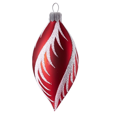 Red Christmas olive snowy swirl décor
