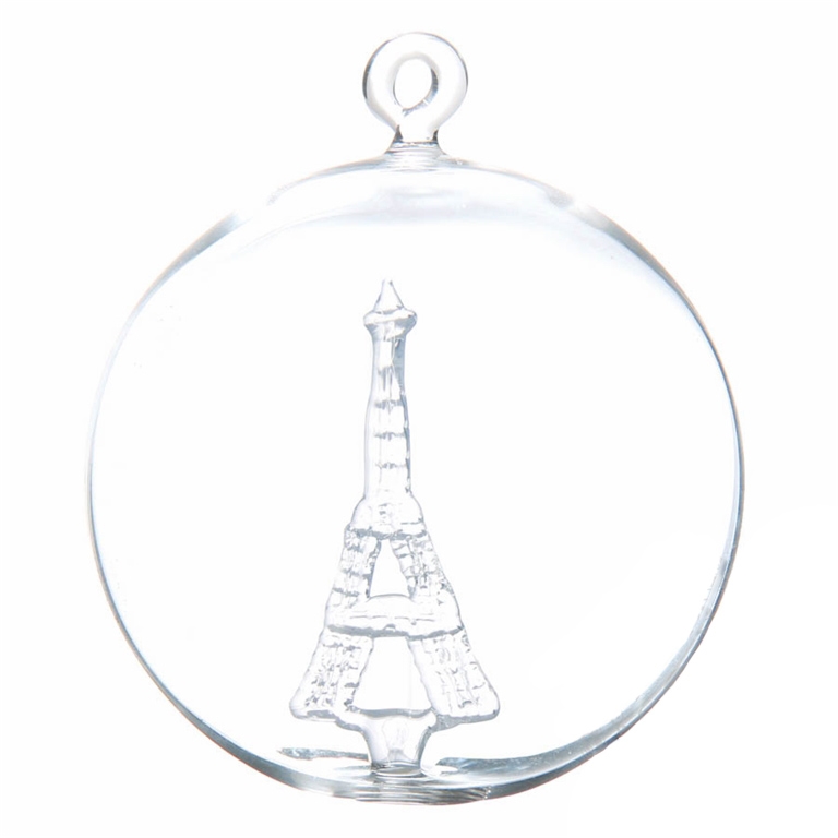 Bauble with clear Eiffel tower