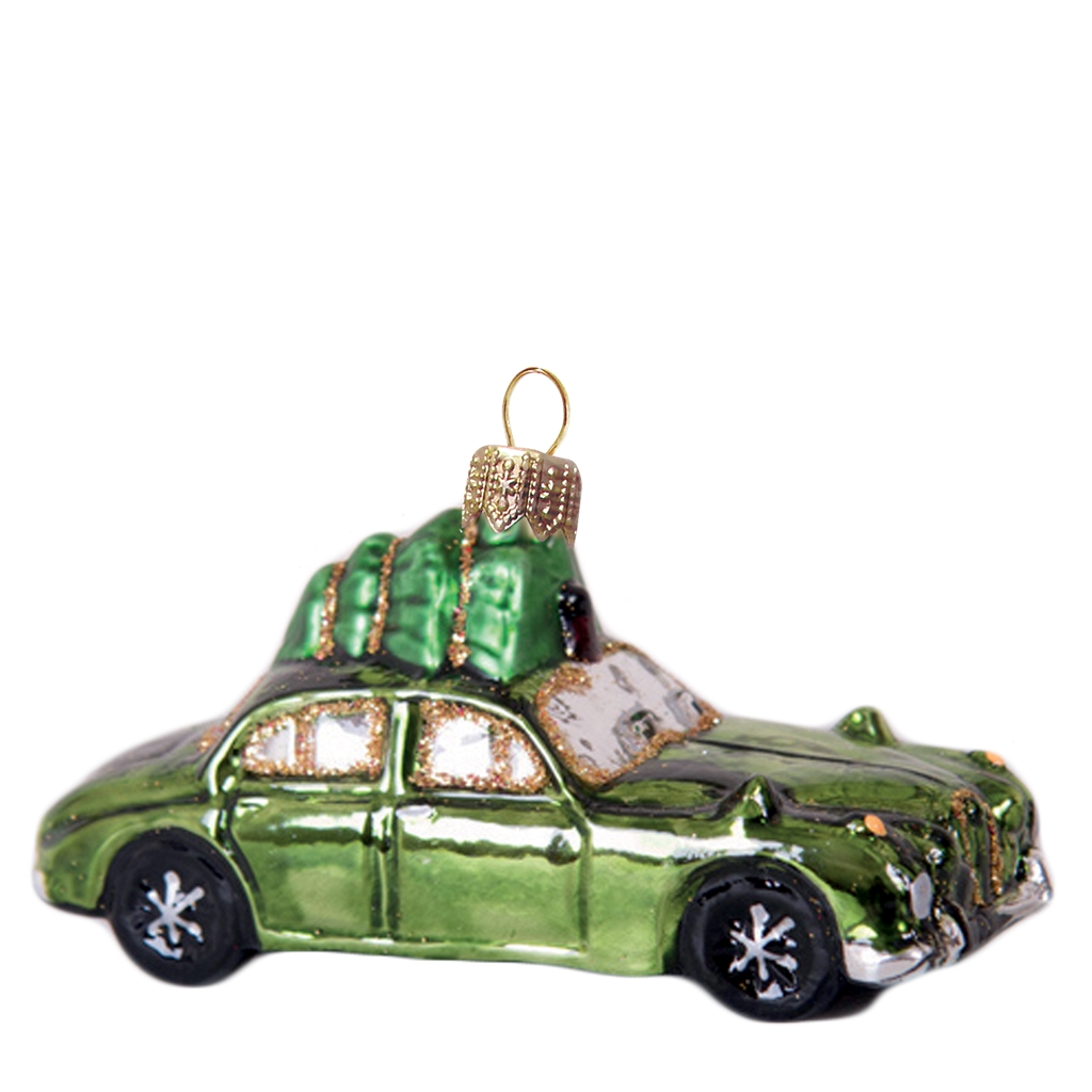 Green car small with tree ornament