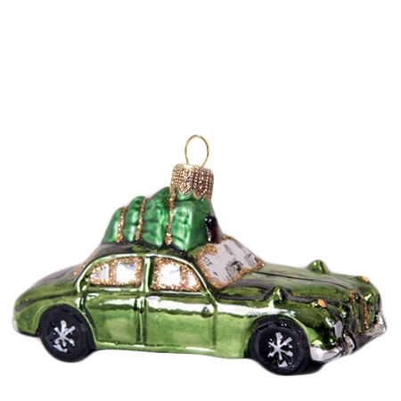 Green car small with tree ornament