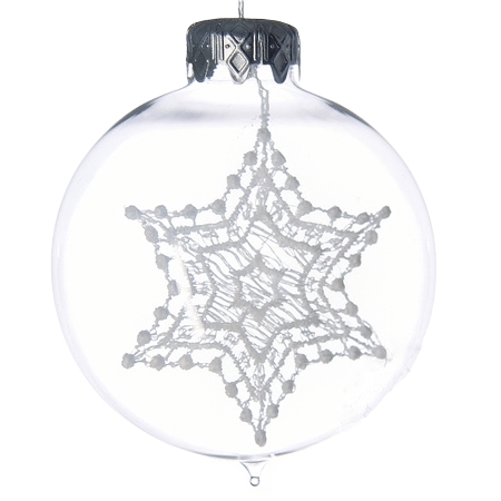 Clear bauble with lace star inside