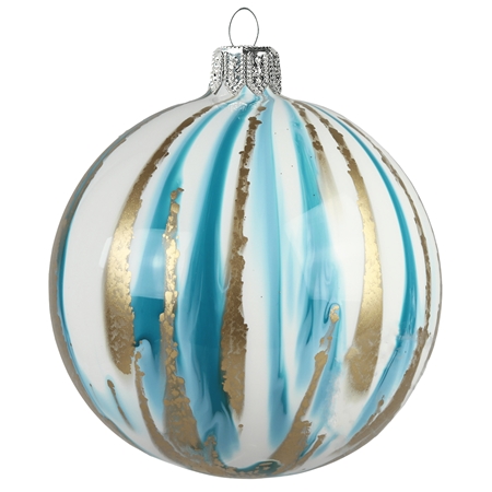 Glass bauble with gold&blue layers
