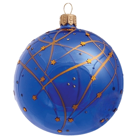 Blue Christmas ball with gold decor