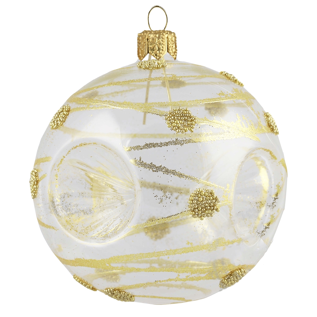 Transparent bauble with golden stripes décor