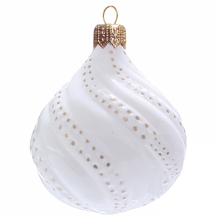White Christmas rain drop with gold dots