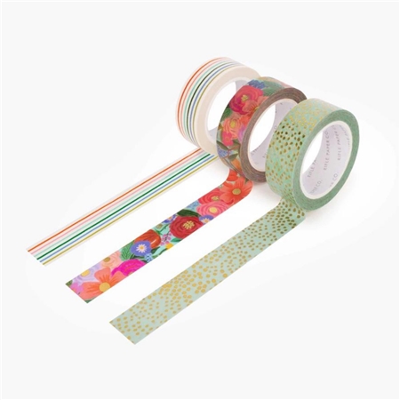 Set of decorative gift adhesive tapes floral motif