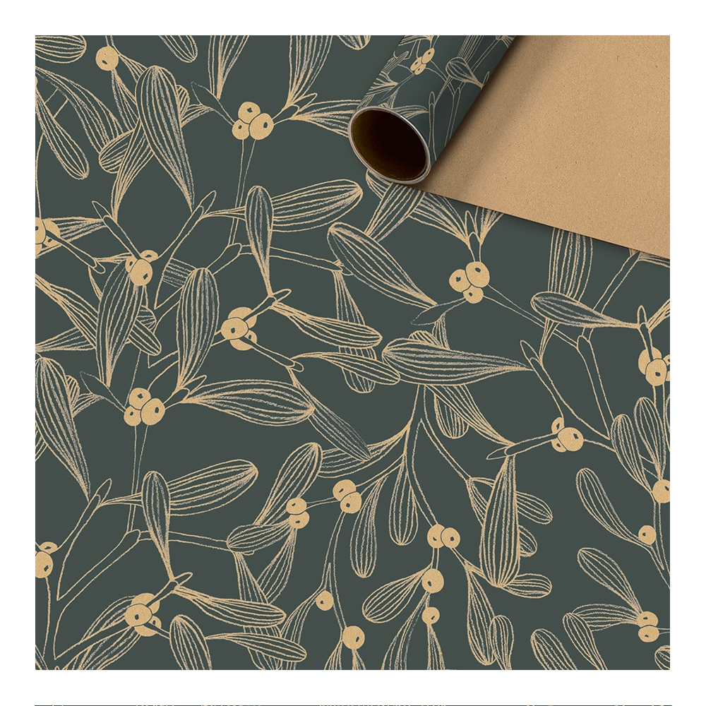 Dark green gift wrapping paper mistletoe