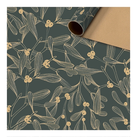 Dark green gift wrapping paper mistletoe