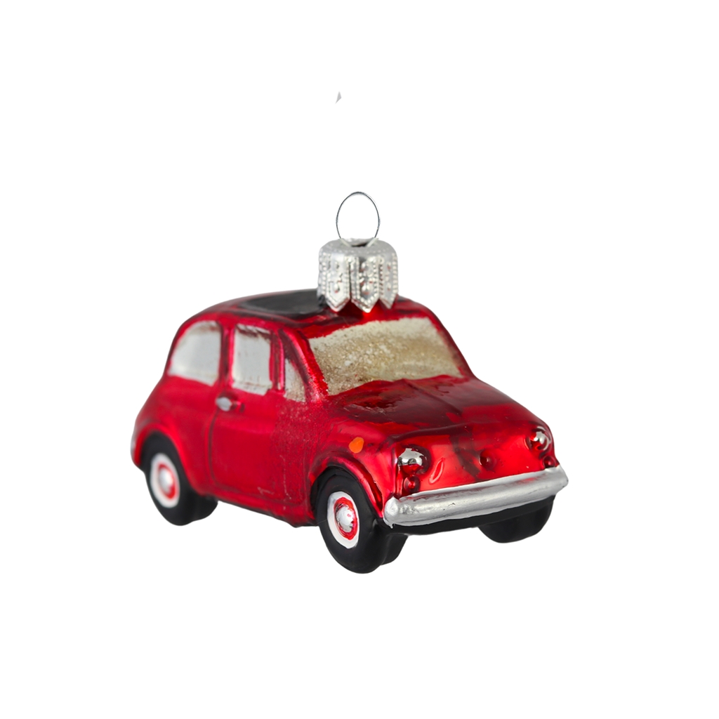 Glass Christmas ornament red car