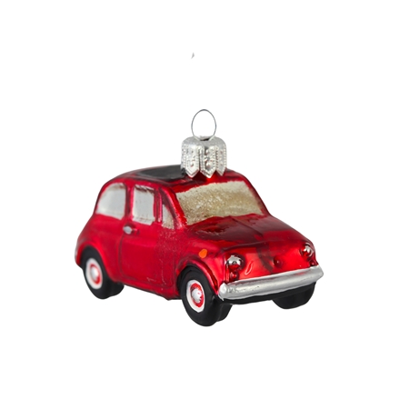Glass Christmas ornament red Fiat 500