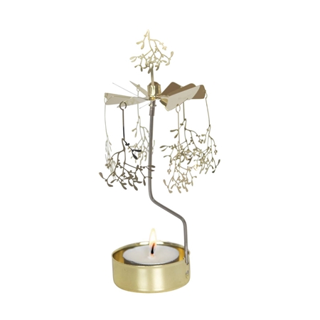 Rotary candle holder golden mistletoe