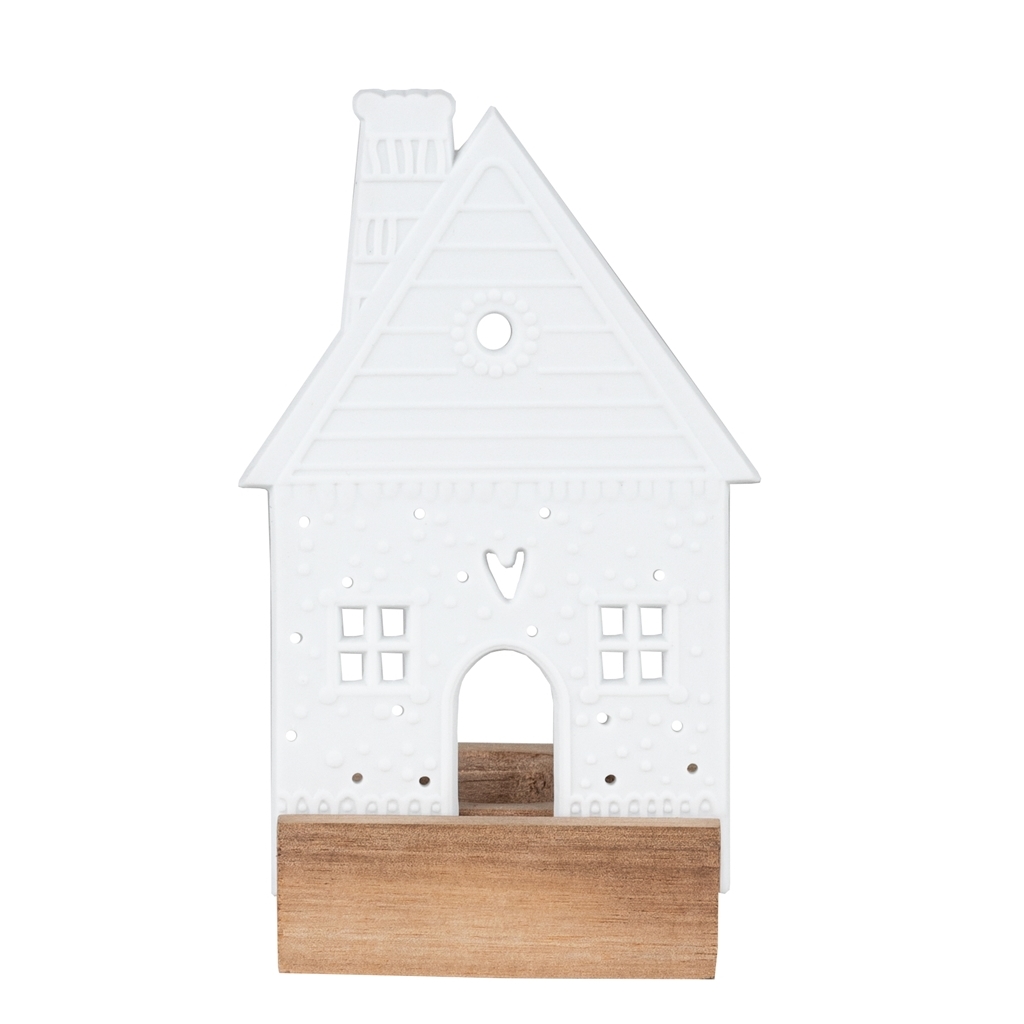 Porcelain candleholder Christmas cottage with chimney