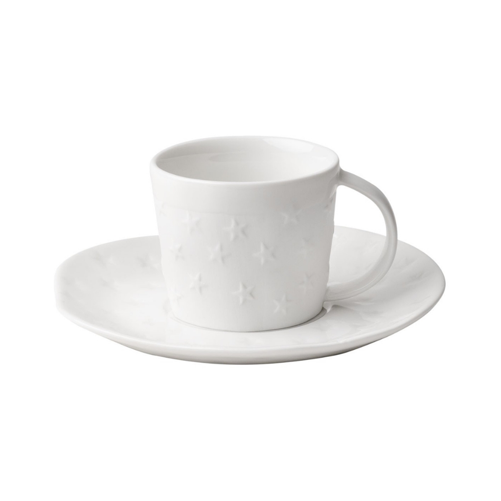 Porcelain cup with saucer star décor