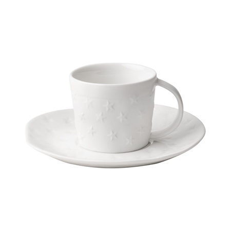 Porcelain cup with saucer star décor