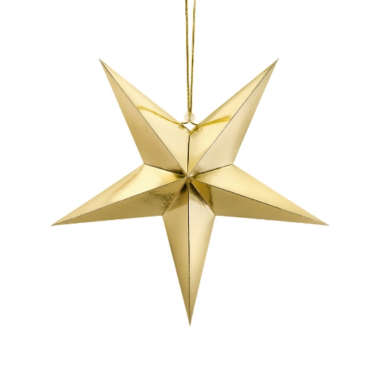 Medium golden paper star ornament