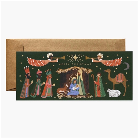 Illustrated Christmas card nativity scene