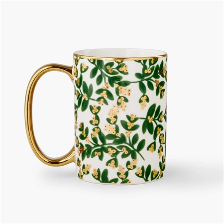 Porcelain mug with mistletoe