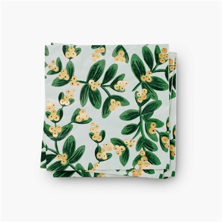 Golden mistletoe cocktail napkins