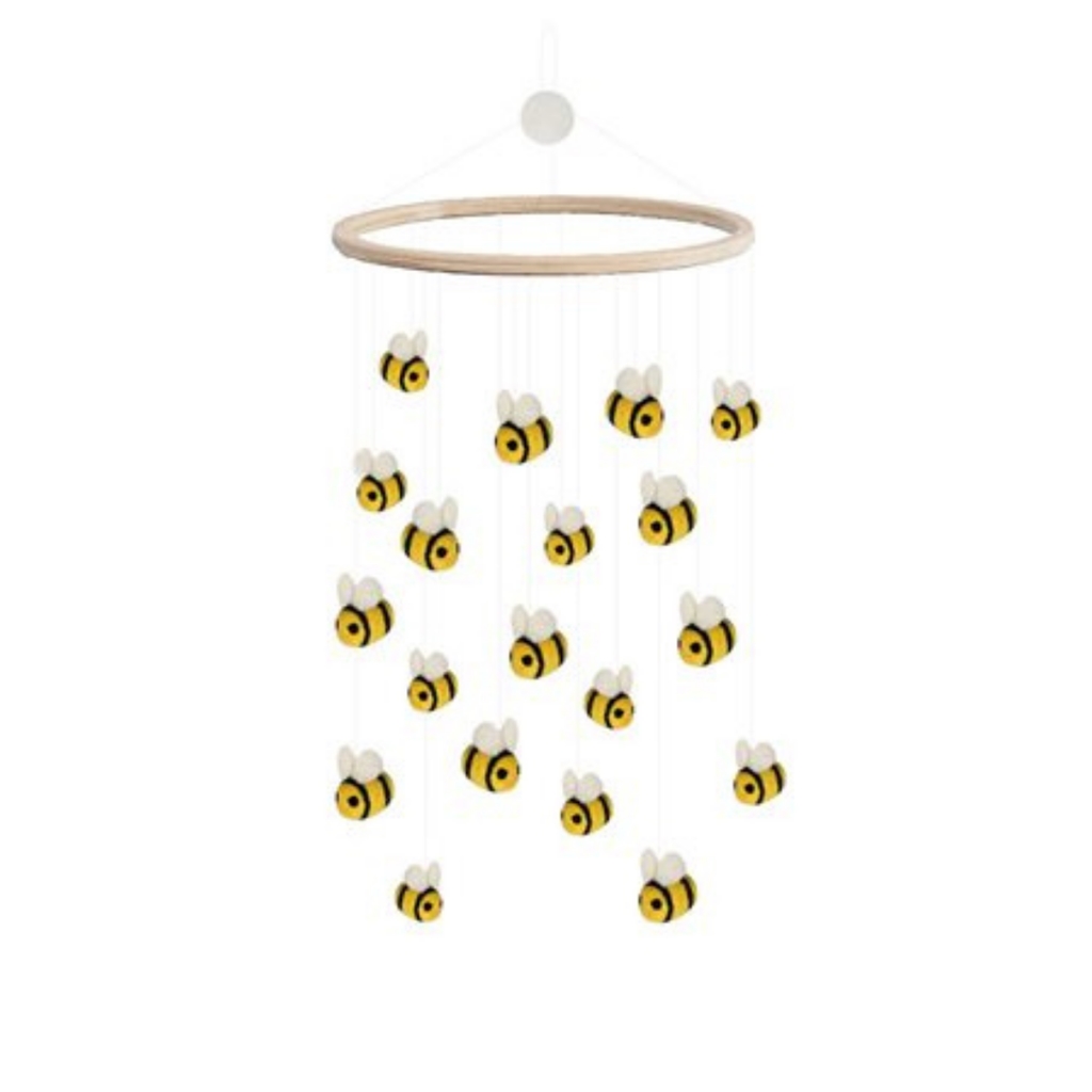 Baby crib mobile bees