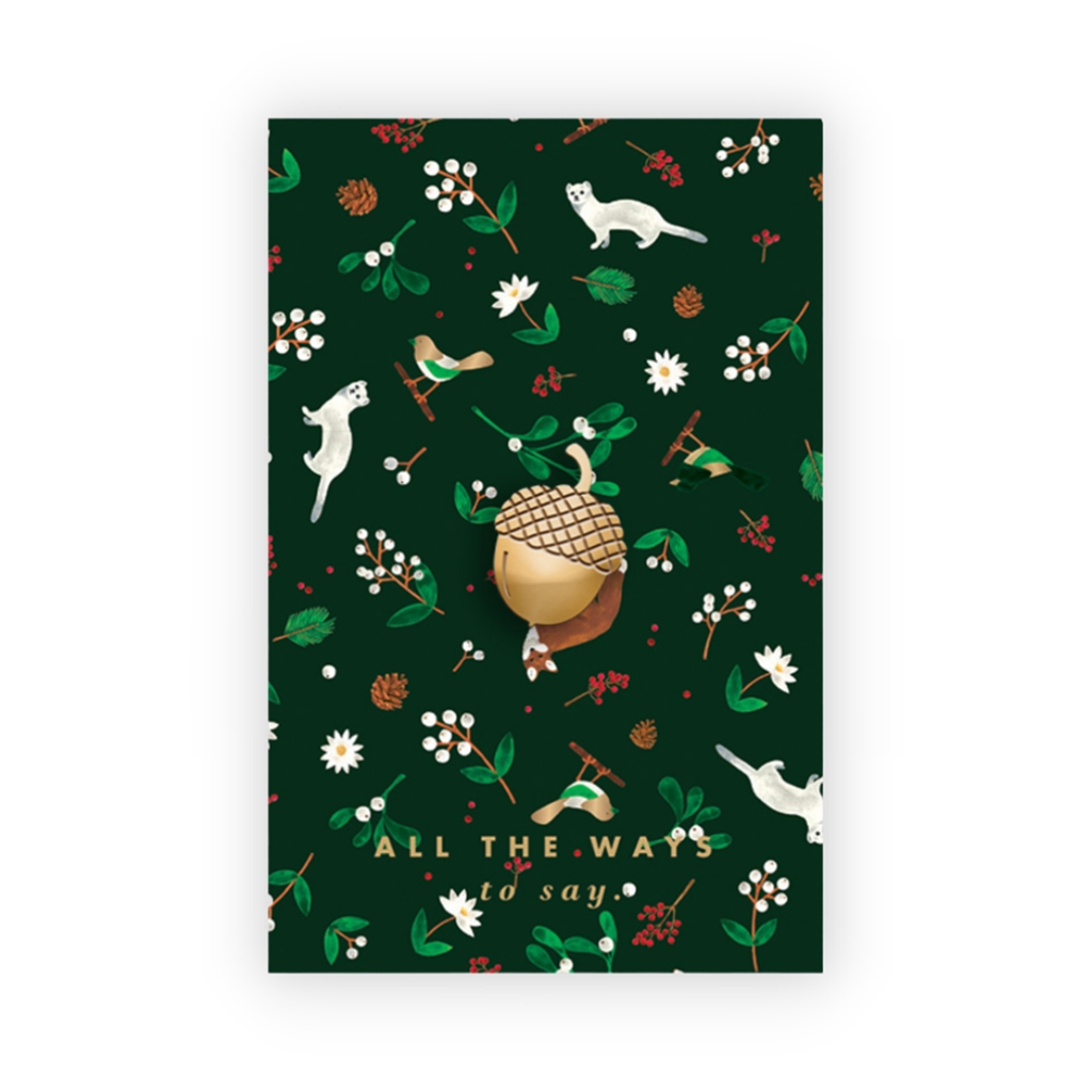 Enamel Christmas acorn pin