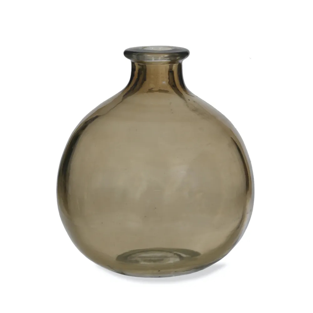 Round smoky glass vase