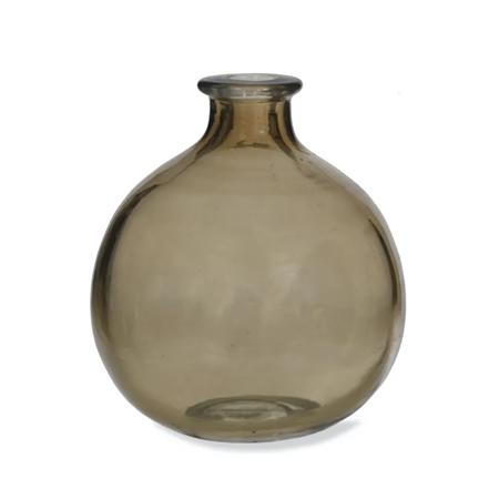 Round smoky glass vase