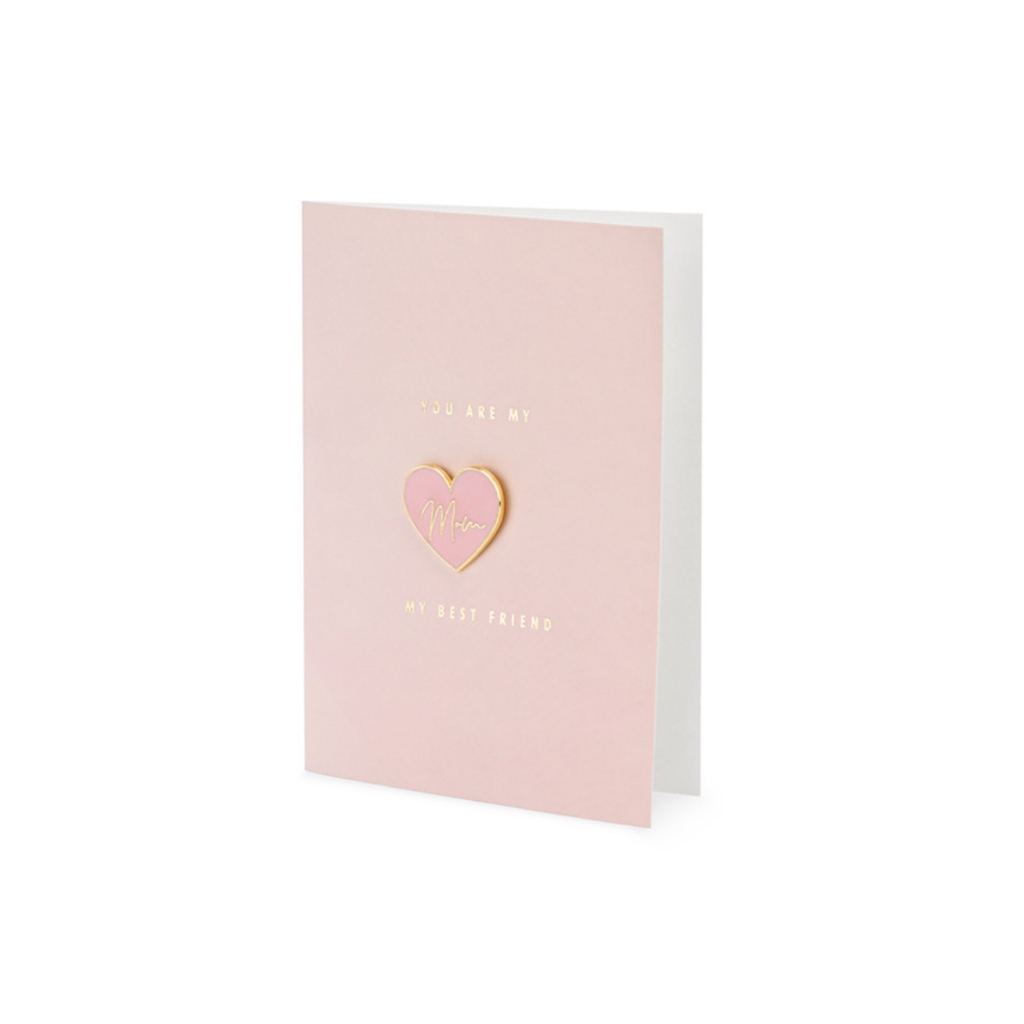 Pink card with enamel pin Mum