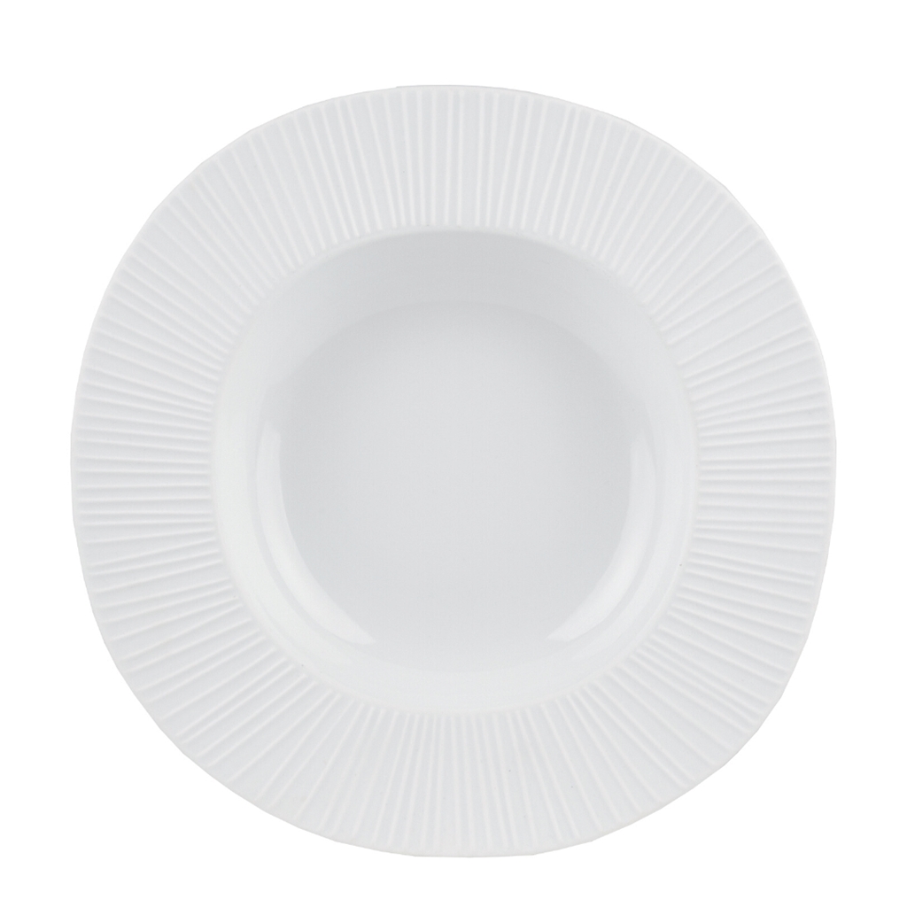 Porcelain deep plate with ridges