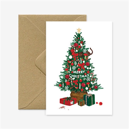 Greeting card with Christmas tree plus envelope