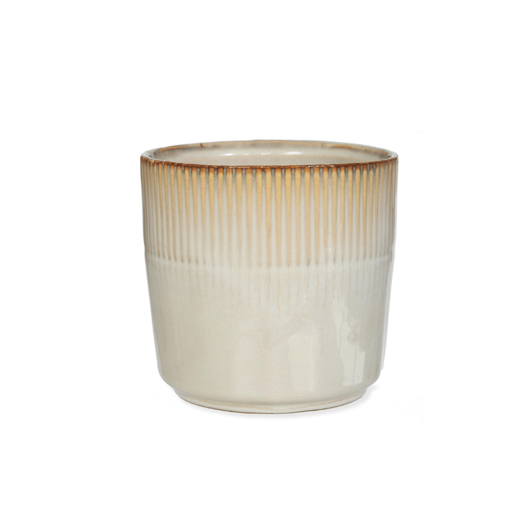 Ceramic flowerpot ivory white medium