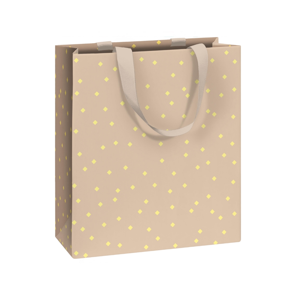 Beige gift bag with small squares