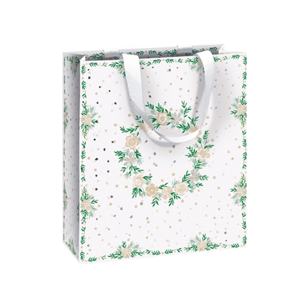 Beige gift bag with floral wreath