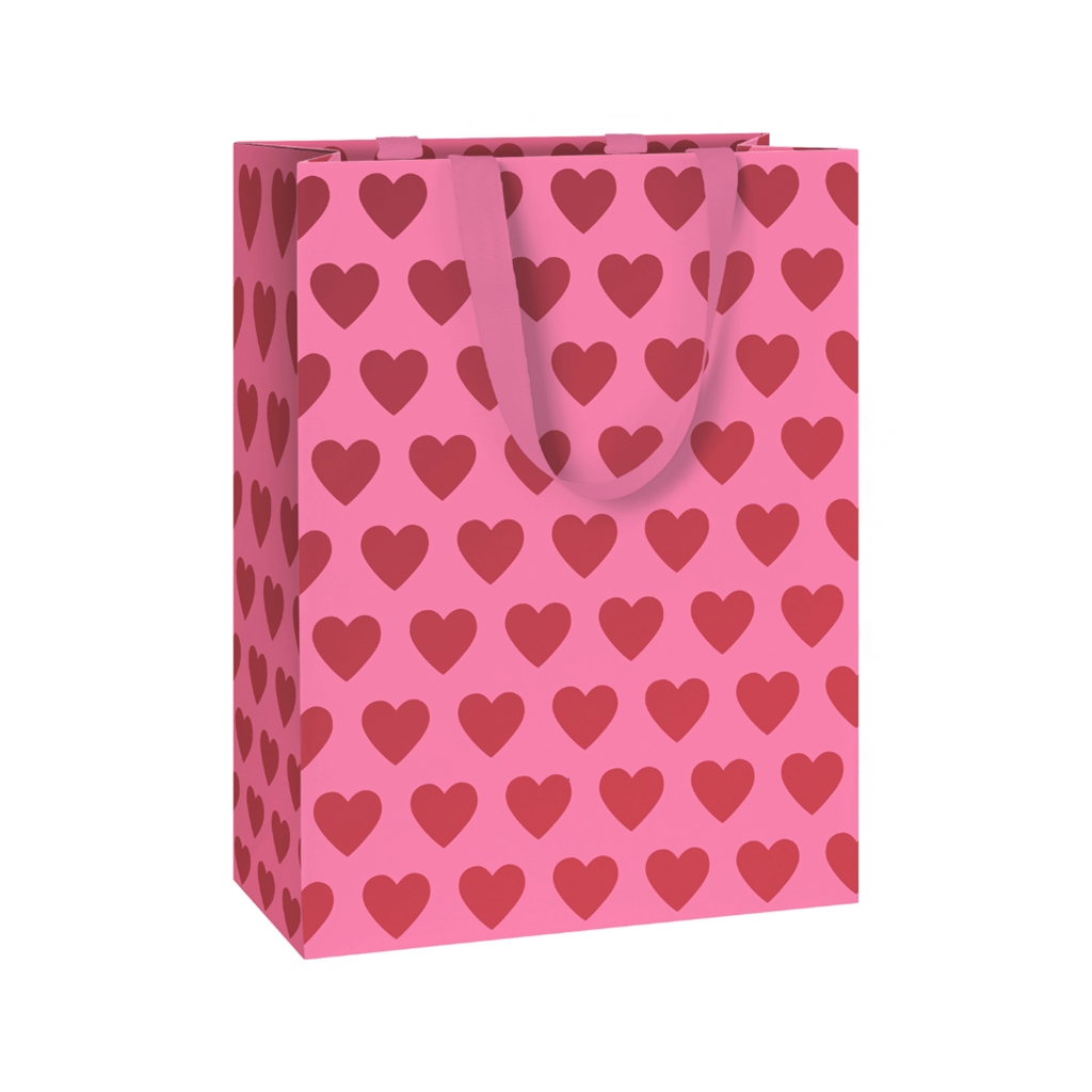 Pink gift bag with hearts