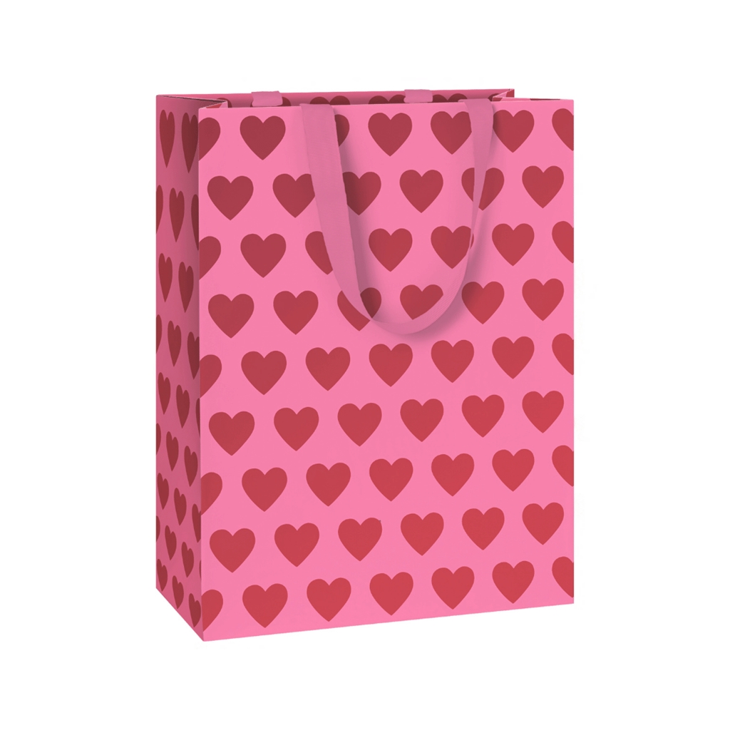 Pink gift bag with hearts