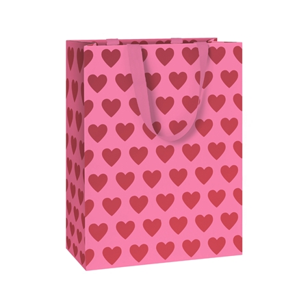 Pink gift bag with hearts
