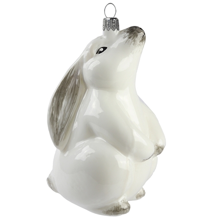 Glass white hare with gray ears