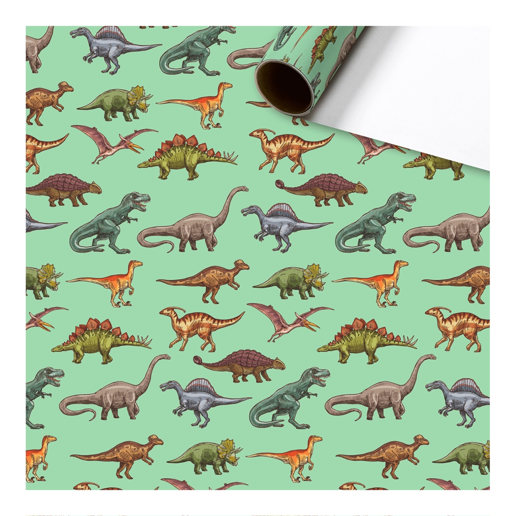 Wrapping paper with dinosaurs