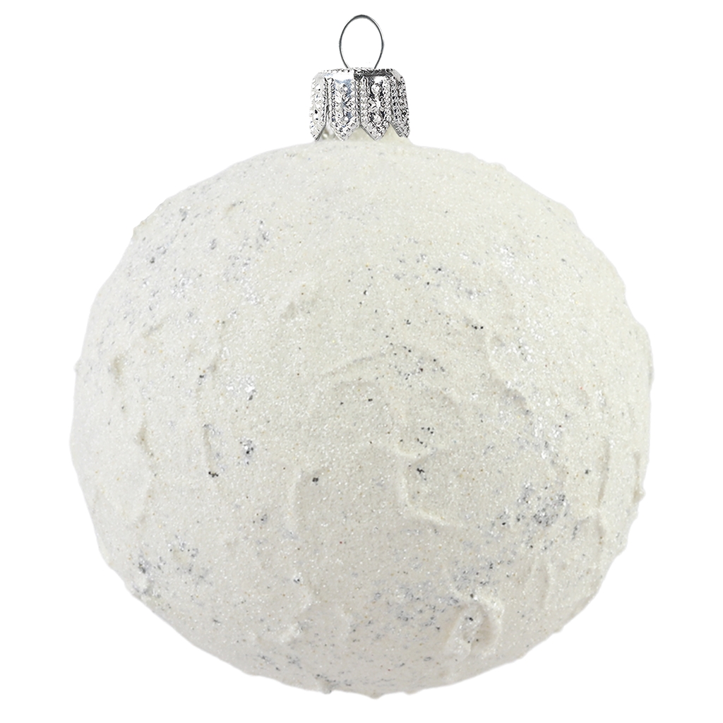 White Christmas ball ornament with wrinkled texture