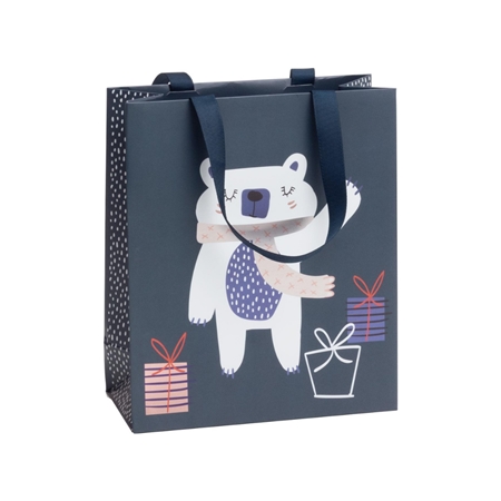 Blue gift bag with teddy bear