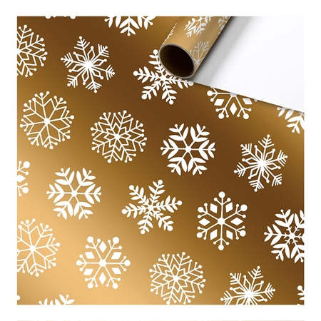 Golden wrapping paper with snowflakes