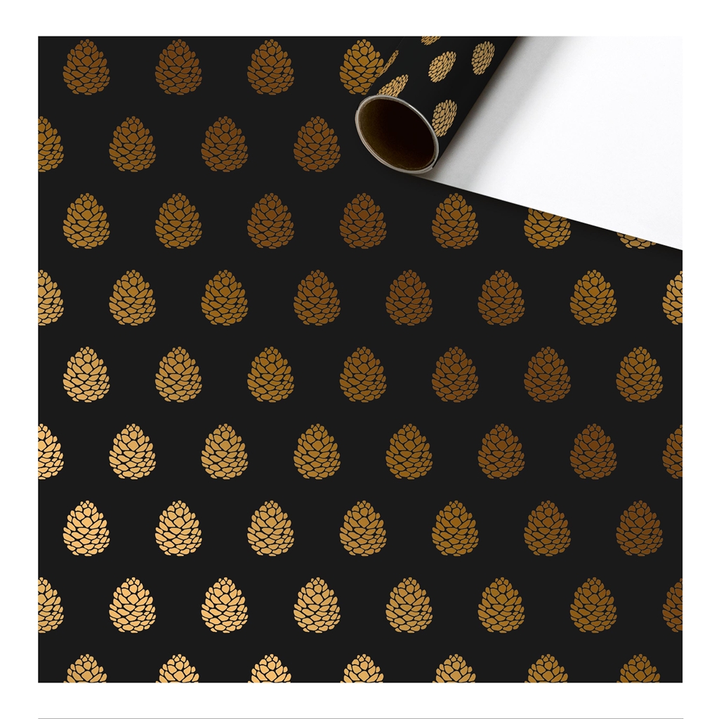 Black wrapping paper with golden cones