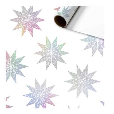 White wrapping paper with rainbow stars
