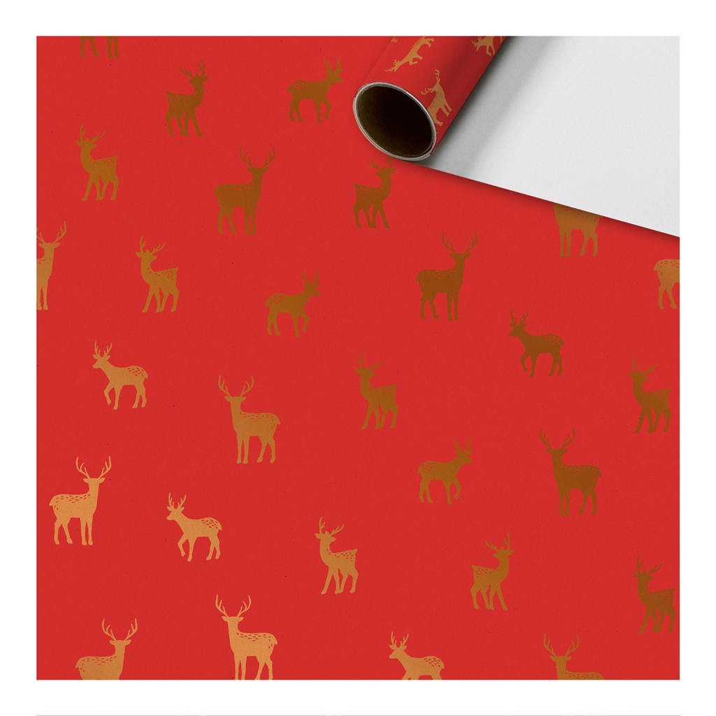 Red wrapping paper red with deer