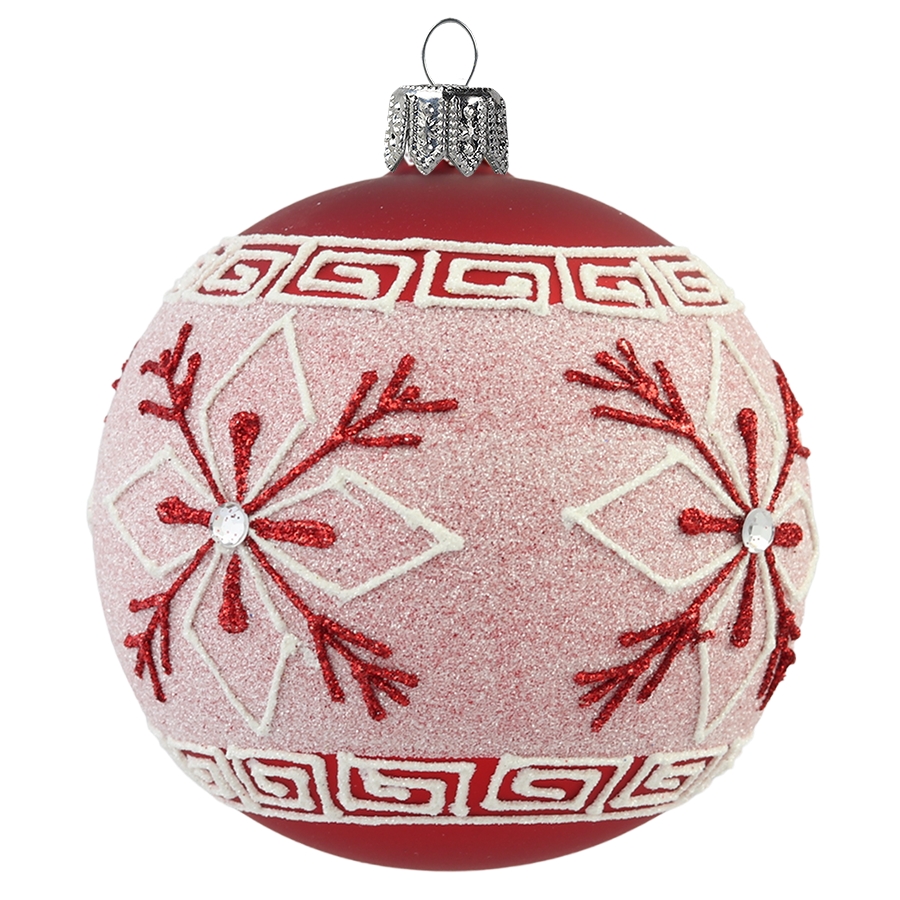 Matt red ornament with snowflake decoration