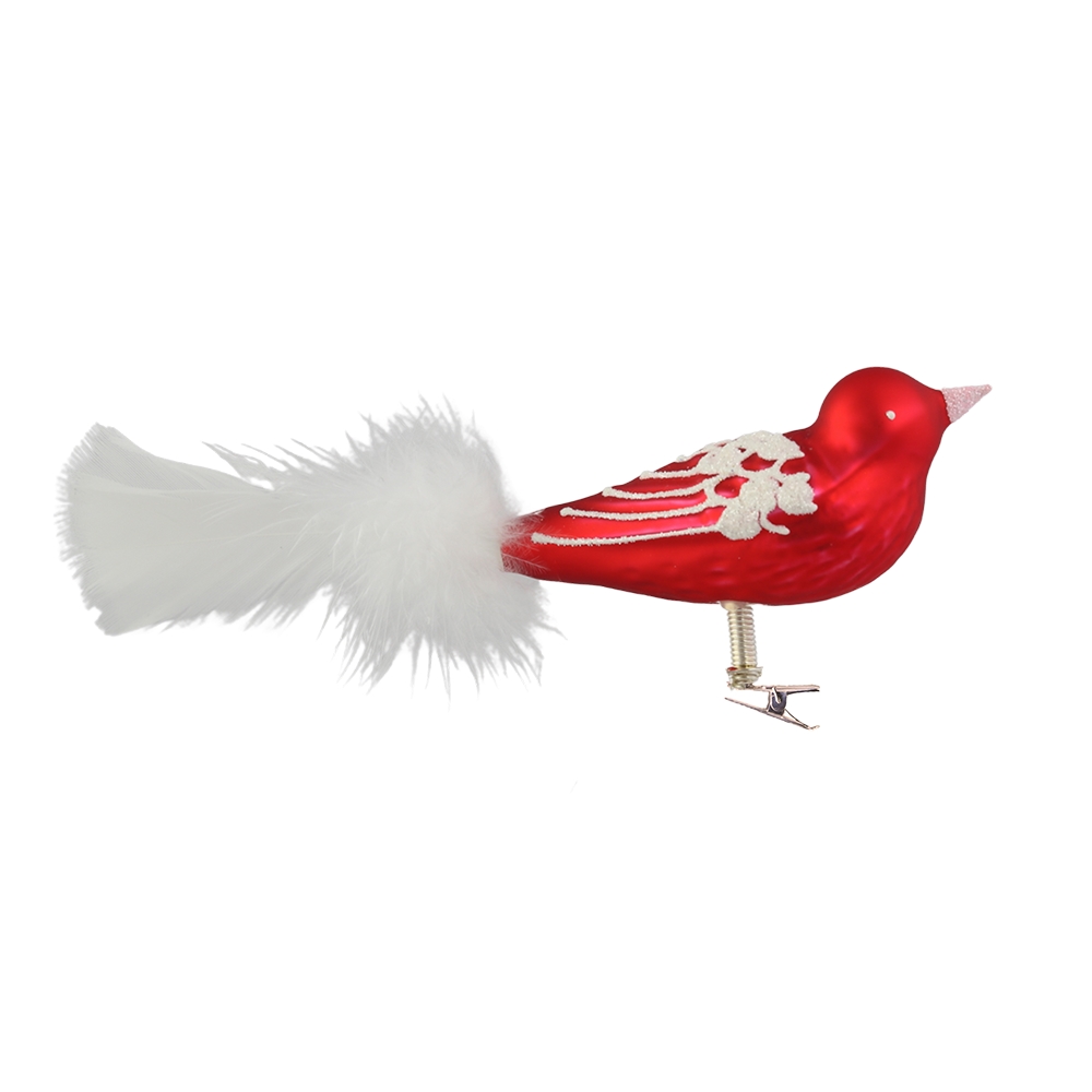 Little red bird with white feathers